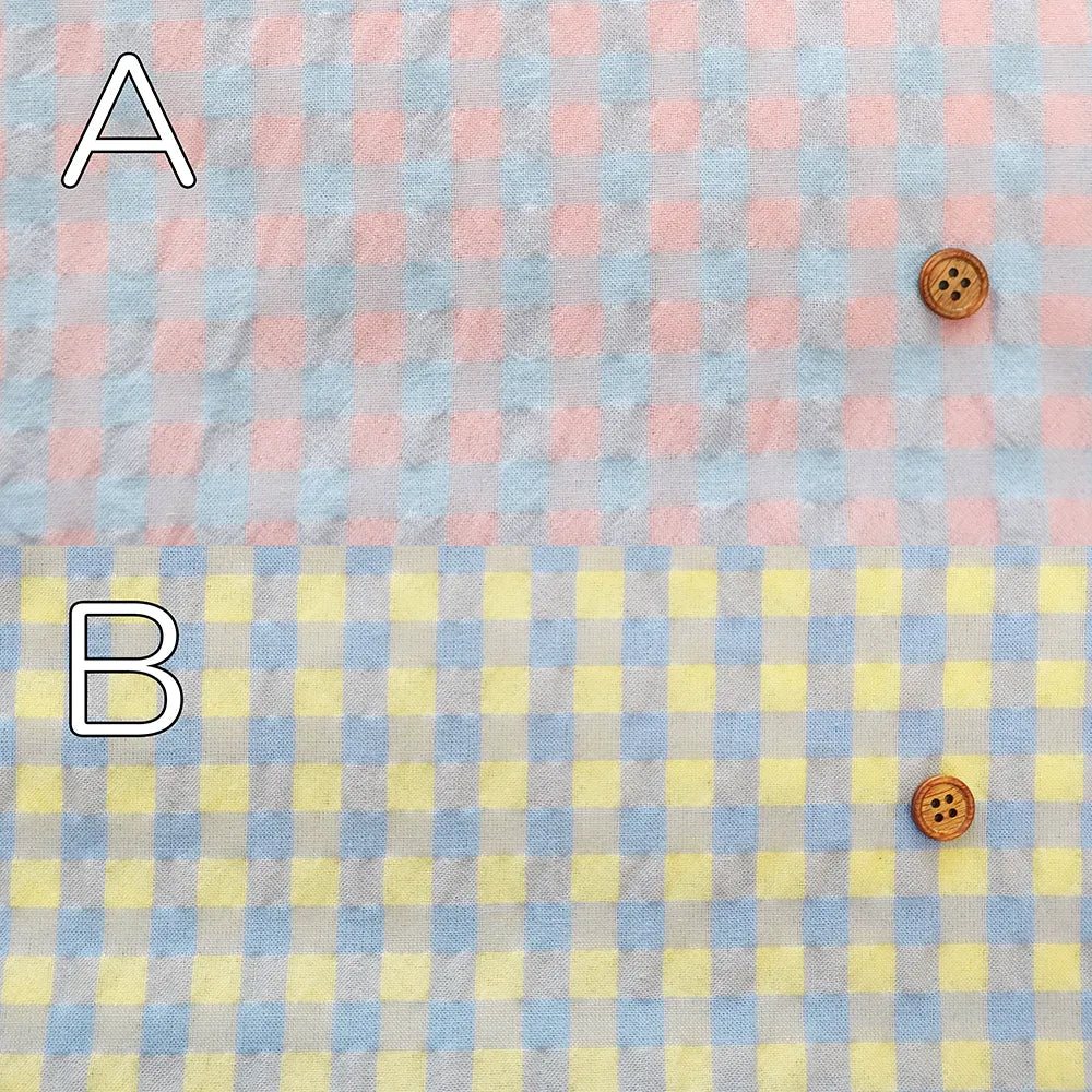 Made in China T/C Seersucker Printed Fabric - Fairy Check (Large) - nomura tailor