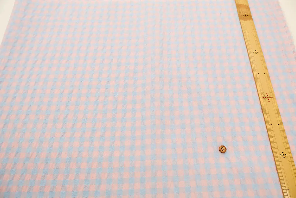 Made in China T/C Seersucker Printed Fabric - Fairy Check (Large) - nomura tailor