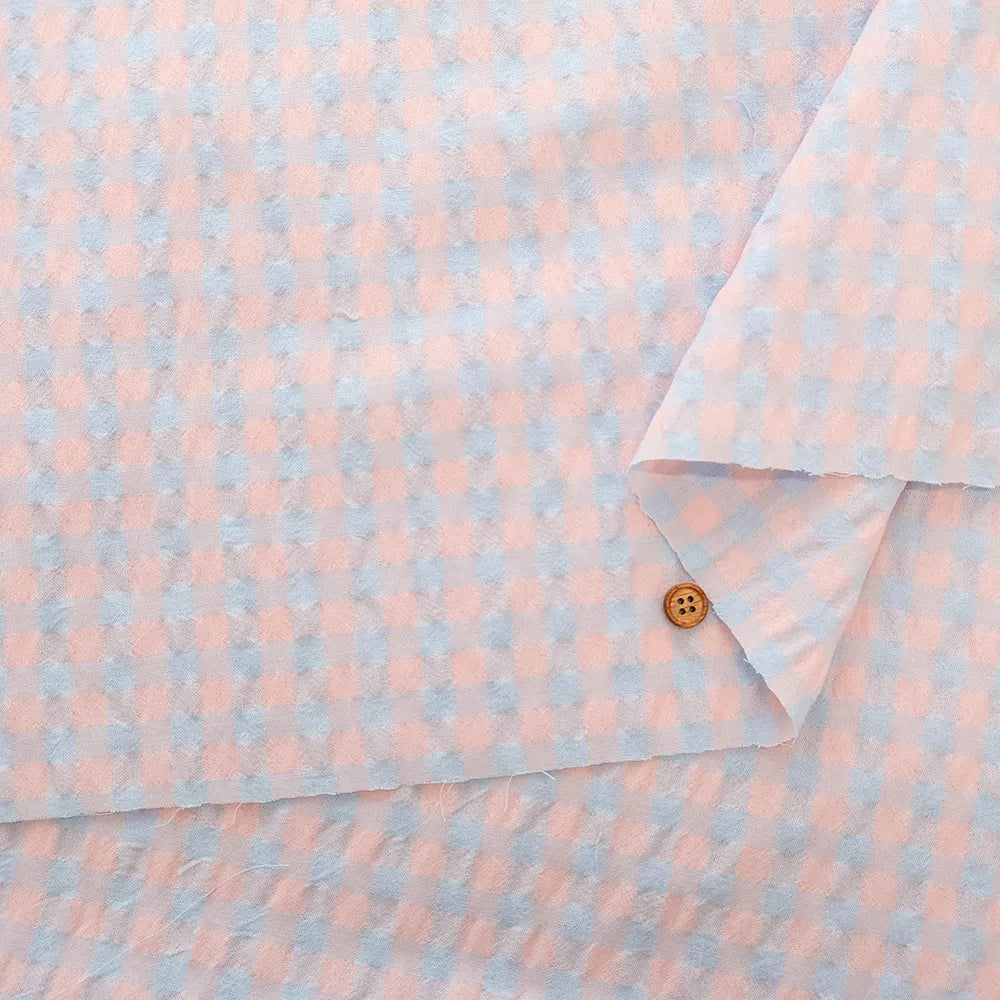 Made in China T/C Seersucker Printed Fabric - Fairy Check (Large) - nomura tailor