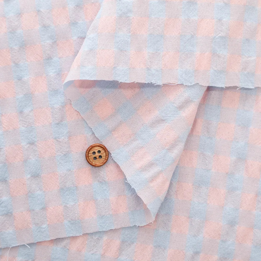 Made in China T/C Seersucker Printed Fabric - Fairy Check (Large) - nomura tailor