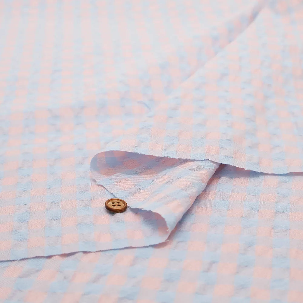 Made in China T/C Seersucker Printed Fabric - Fairy Check (Large) - nomura tailor