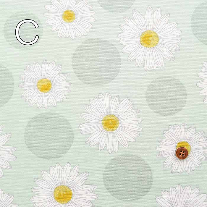 Cotton Ox Printed Fabric Polka Dot Daisy - nomura tailor