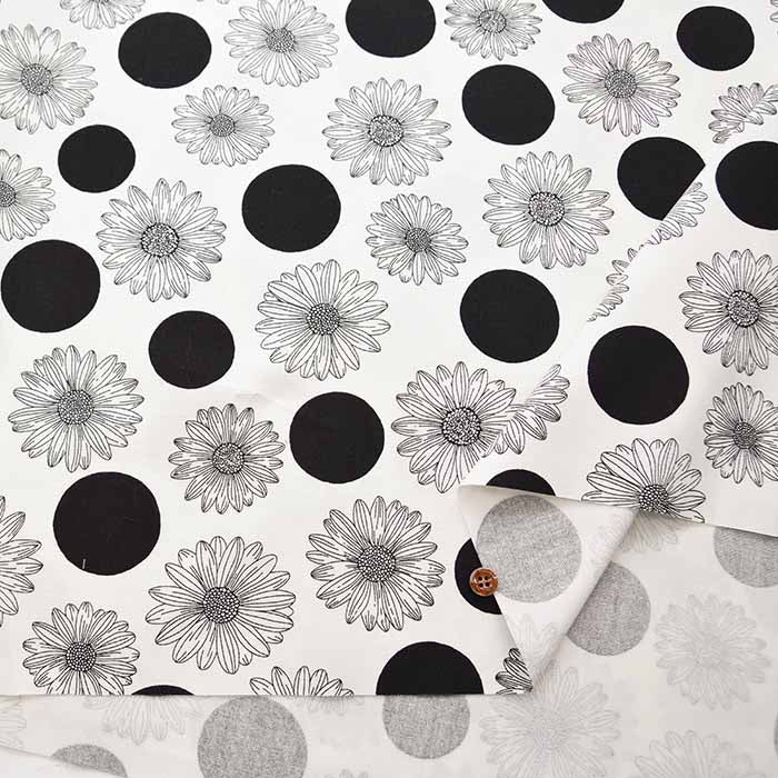 Cotton Ox Printed Fabric Polka Dot Daisy - nomura tailor