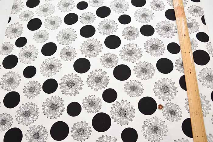 Cotton Ox Printed Fabric Polka Dot Daisy - nomura tailor