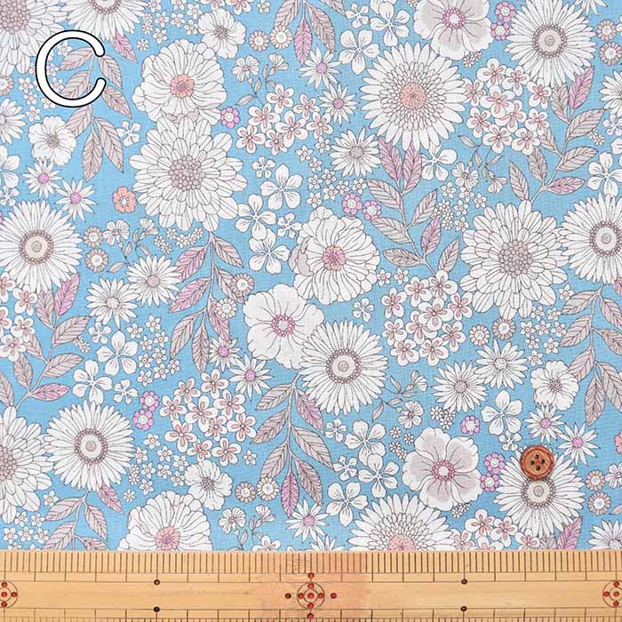 Cotton care printed fabric Joli bouguet Flower - nomura tailor