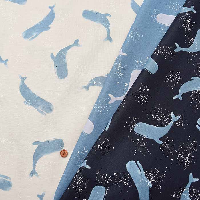 Cotton sheeting soft-finish printed fabric whale - nomura tailor