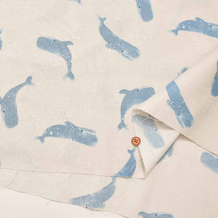 Cotton sheeting soft-finish printed fabric whale - nomura tailor