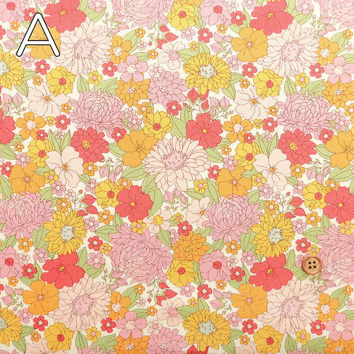Cotton Twill Printed Fabric - Flower - nomura tailor