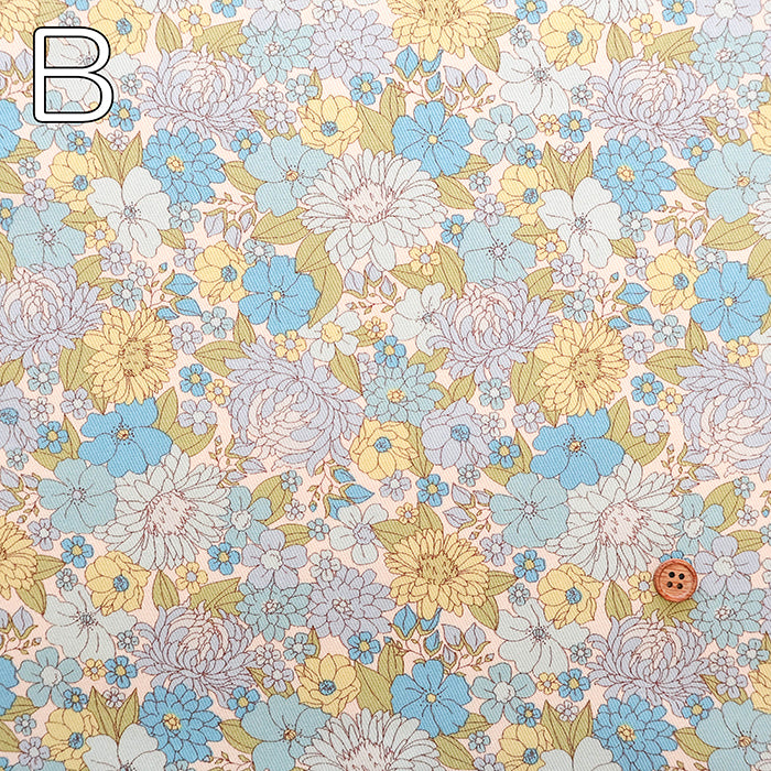 Cotton Twill Printed Fabric - Flower - nomura tailor