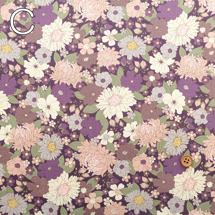 Cotton Twill Printed Fabric - Flower - nomura tailor