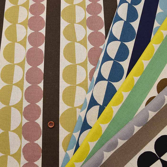 C/L Canvas Printed Fabric Circles and Stripes - nomura tailor