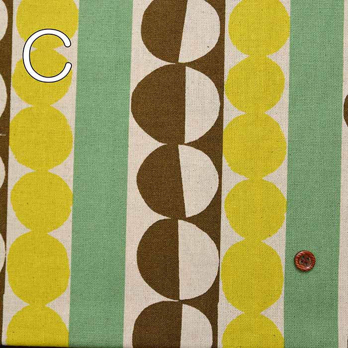 C/L Canvas Printed Fabric Circles and Stripes - nomura tailor