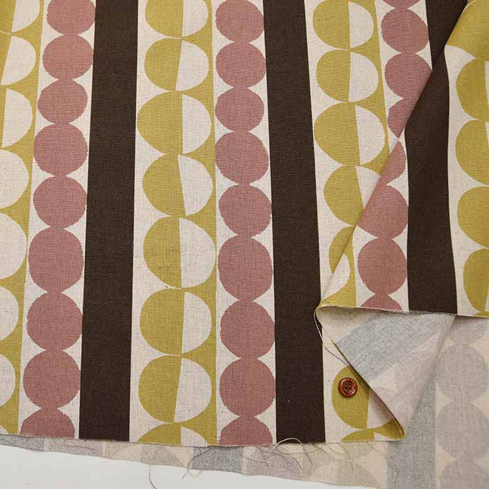 C/L Canvas Printed Fabric Circles and Stripes - nomura tailor