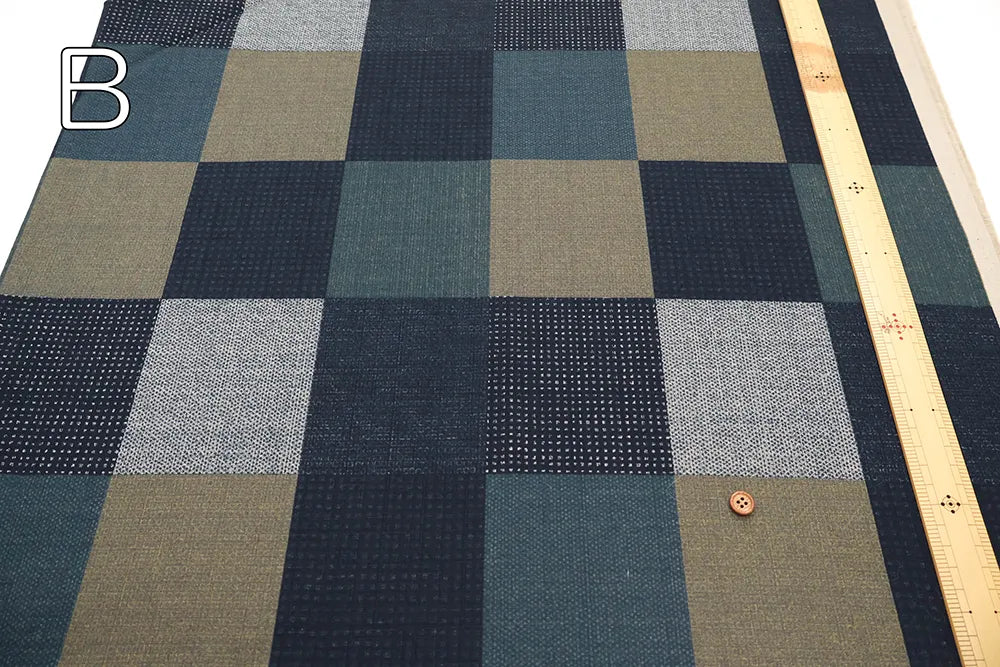 Cotton Southern Cross Printed Fabric - Kasuri Plaid - nomura tailor