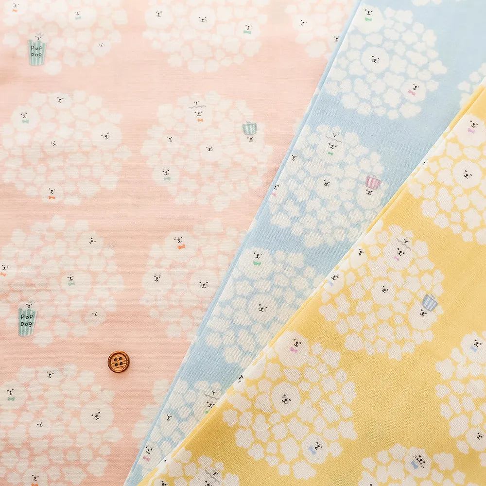 Cotton Double Gauze Printed Fabric - Popcorns - nomura tailor
