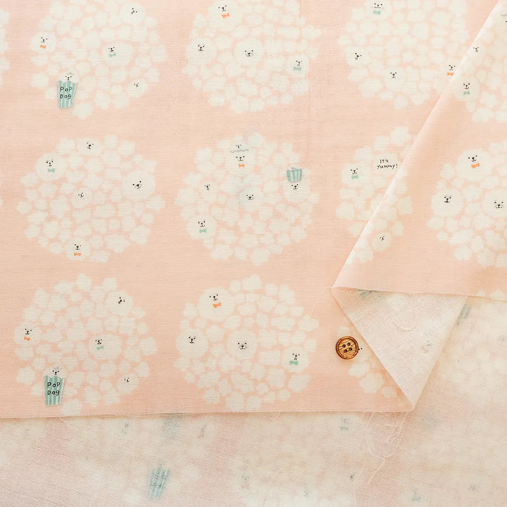 Cotton Double Gauze Printed Fabric - Popcorns - nomura tailor