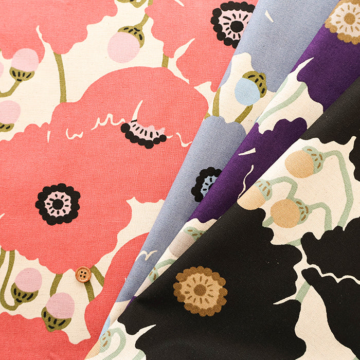 C/L Canvas Print Fabric - Poppy - nomura tailor