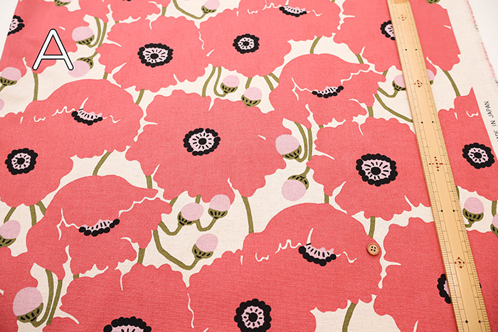 C/L Canvas Print Fabric - Poppy - nomura tailor