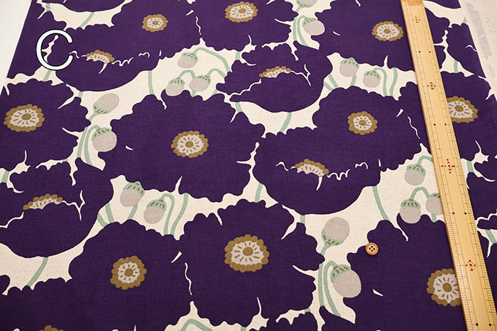C/L Canvas Print Fabric - Poppy - nomura tailor
