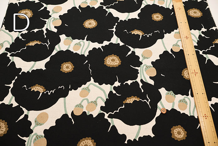 C/L Canvas Print Fabric - Poppy - nomura tailor