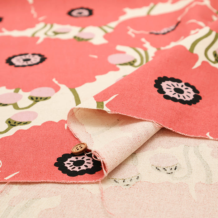 C/L Canvas Print Fabric - Poppy - nomura tailor