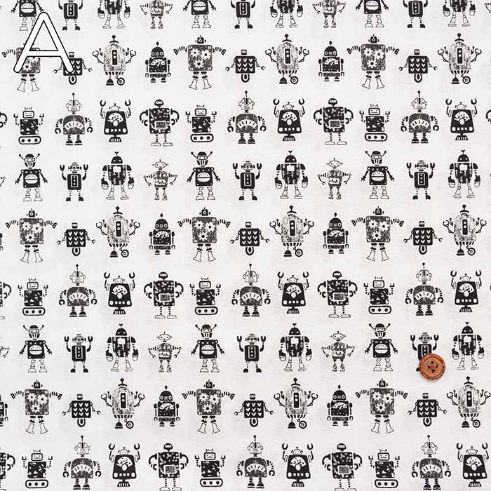 Cotton 40 broadcloth printed fabric Mini Robot - nomura tailor