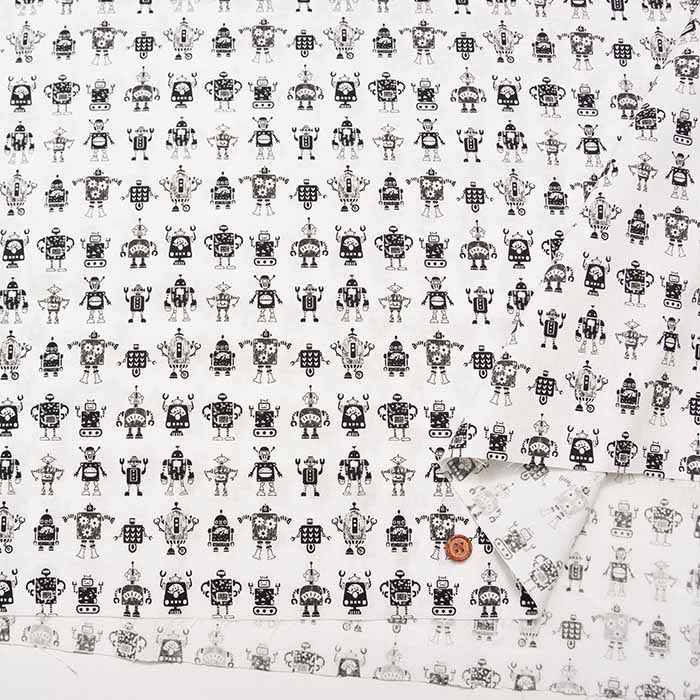 Cotton 40 broadcloth printed fabric Mini Robot - nomura tailor