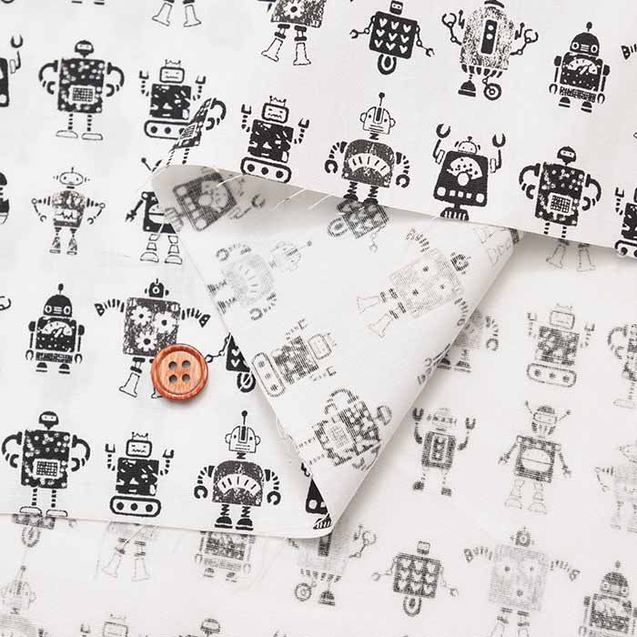 Cotton 40 broadcloth printed fabric Mini Robot - nomura tailor