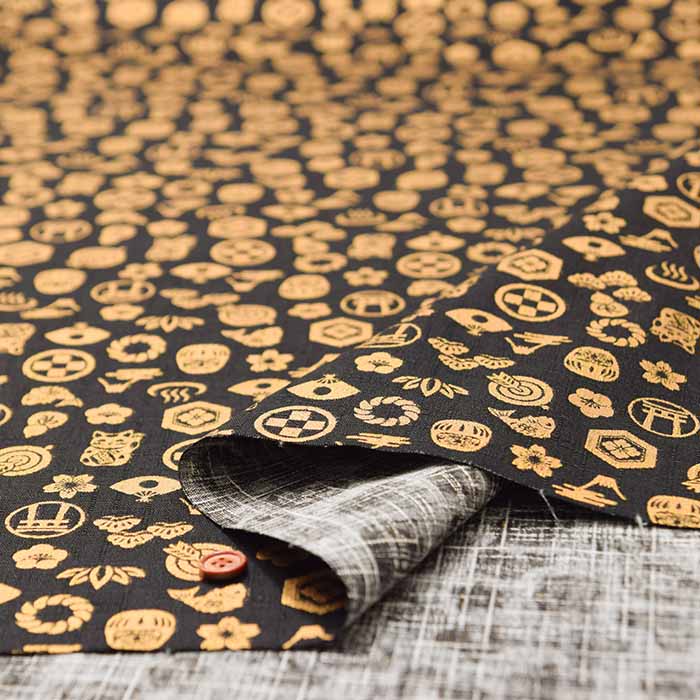 Cotton dobby printed fabric Japanese Pattern Medetai Mon