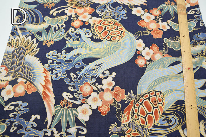 Cotton Dobby Lame (Glitter) Fabric - “Japanese Patterns