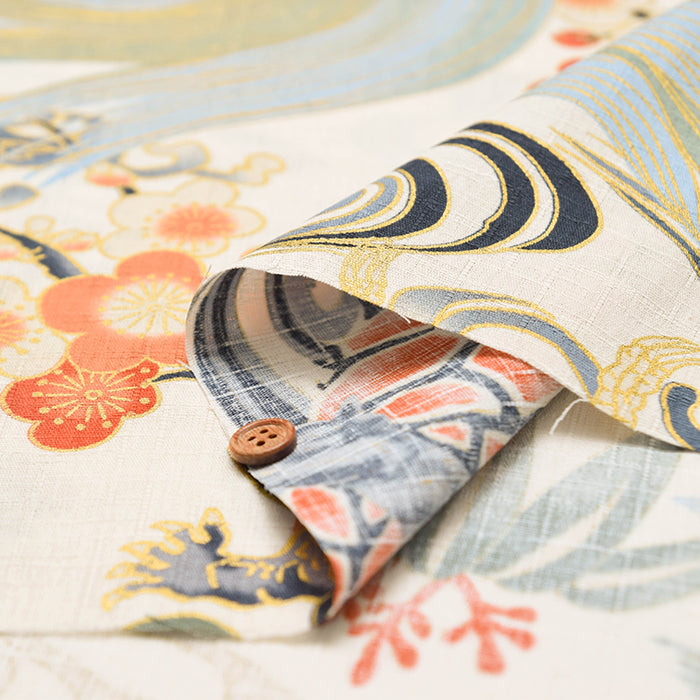 Cotton Dobby Lame (Glitter) Fabric - “Japanese Patterns