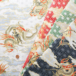 Cotton Dobby Lame (Glitter) Printed Fabric - Dragon - nomura tailor