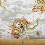 Cotton Dobby Lame (Glitter) Printed Fabric - Dragon - nomura tailor