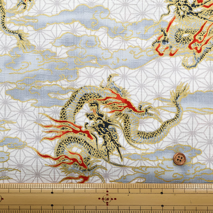 Cotton Dobby Lame (Glitter) Printed Fabric - Dragon - nomura tailor