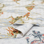 Cotton Dobby Lame (Glitter) Printed Fabric - Dragon - nomura tailor