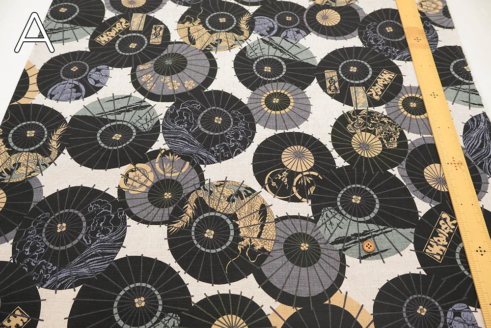 Cotton Dobby Printed Fabric - Umbrella Pattern - nomura tailor