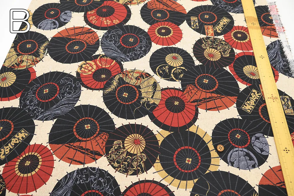 Cotton Dobby Printed Fabric - Umbrella Pattern - nomura tailor