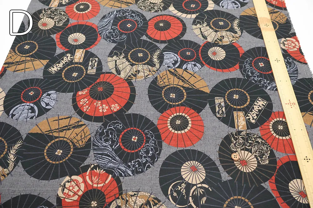 Cotton Dobby Printed Fabric - Umbrella Pattern - nomura tailor