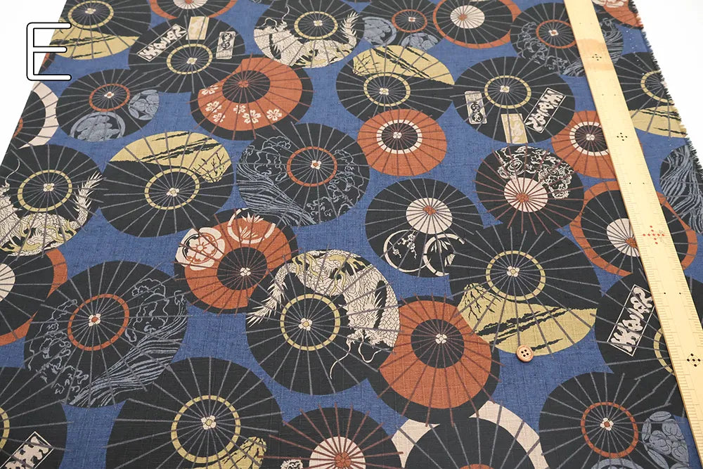 Cotton Dobby Printed Fabric - Umbrella Pattern - nomura tailor