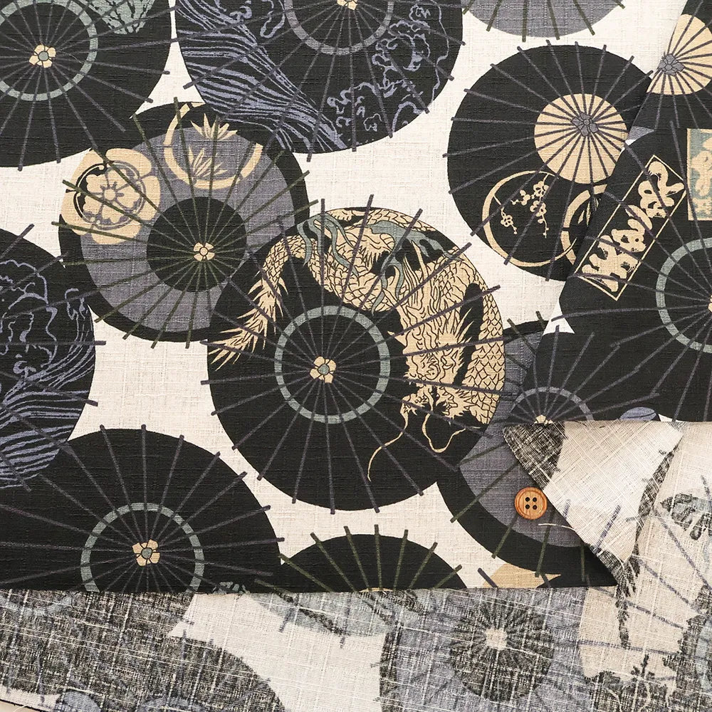 Cotton Dobby Printed Fabric - Umbrella Pattern - nomura tailor