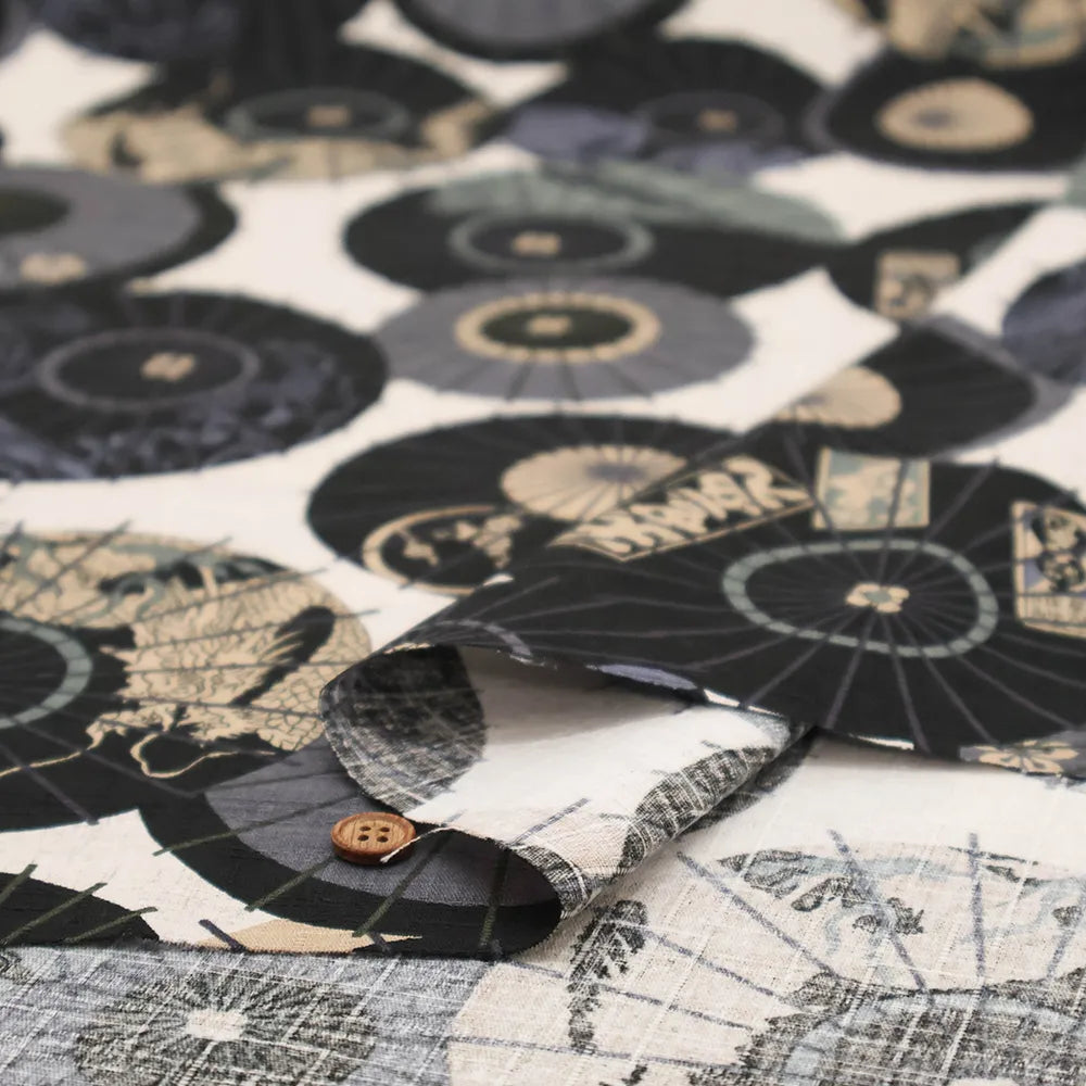 Cotton Dobby Printed Fabric - Umbrella Pattern - nomura tailor