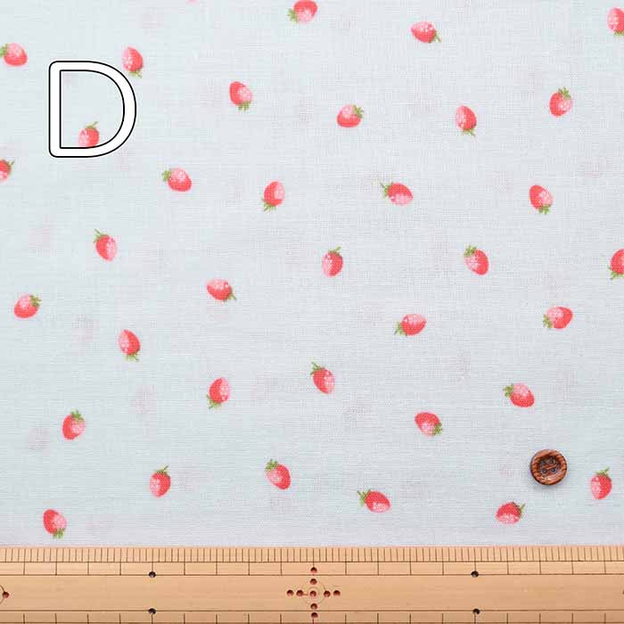 Cotton double gauze print fabric Strawberry - nomura tailor