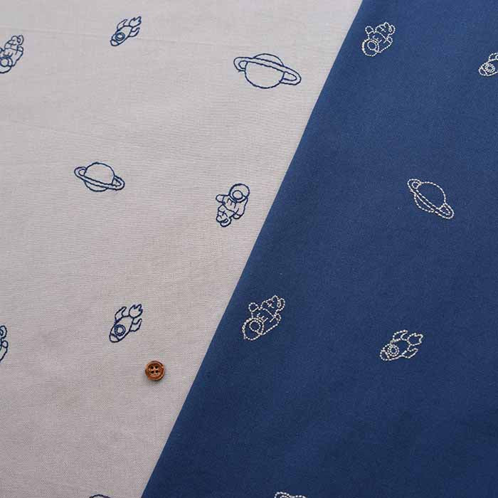 Cotton Ox Embroidery Fabric Space made in China - nomura tailor