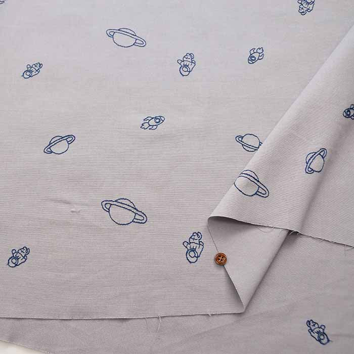 Cotton Ox Embroidery Fabric Space made in China - nomura tailor