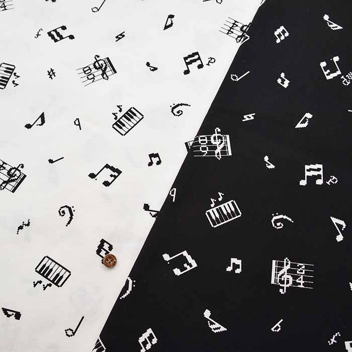 Cotton Ox Printed Fabric Pixel Dot Musical Notes - nomura tailor