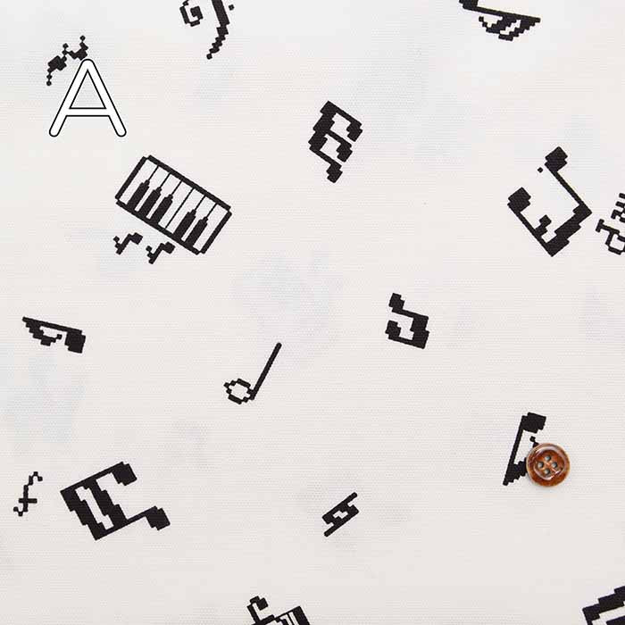 Cotton Ox Printed Fabric Pixel Dot Musical Notes - nomura tailor