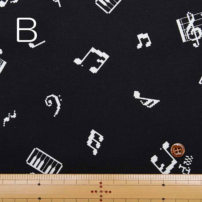 Cotton Ox Printed Fabric Pixel Dot Musical Notes - nomura tailor