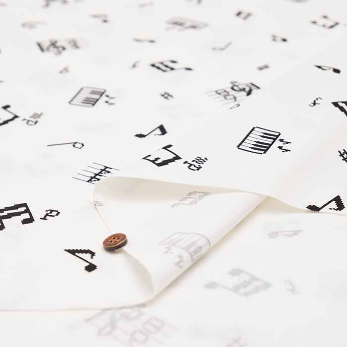 Cotton Ox Printed Fabric Pixel Dot Musical Notes - nomura tailor