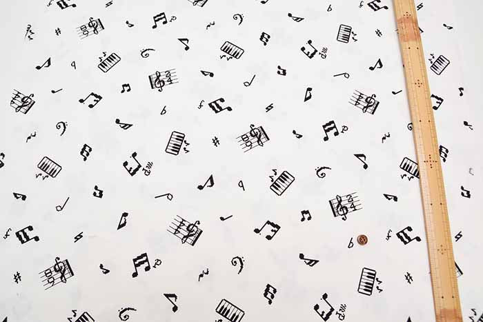 Cotton Ox Printed Fabric Pixel Dot Musical Notes - nomura tailor