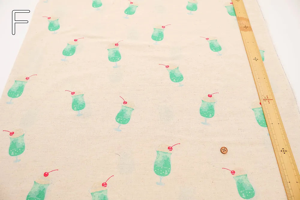 Air-tumbled C/L Sheeting Printed Fabric - Cream Soda - nomura tailor